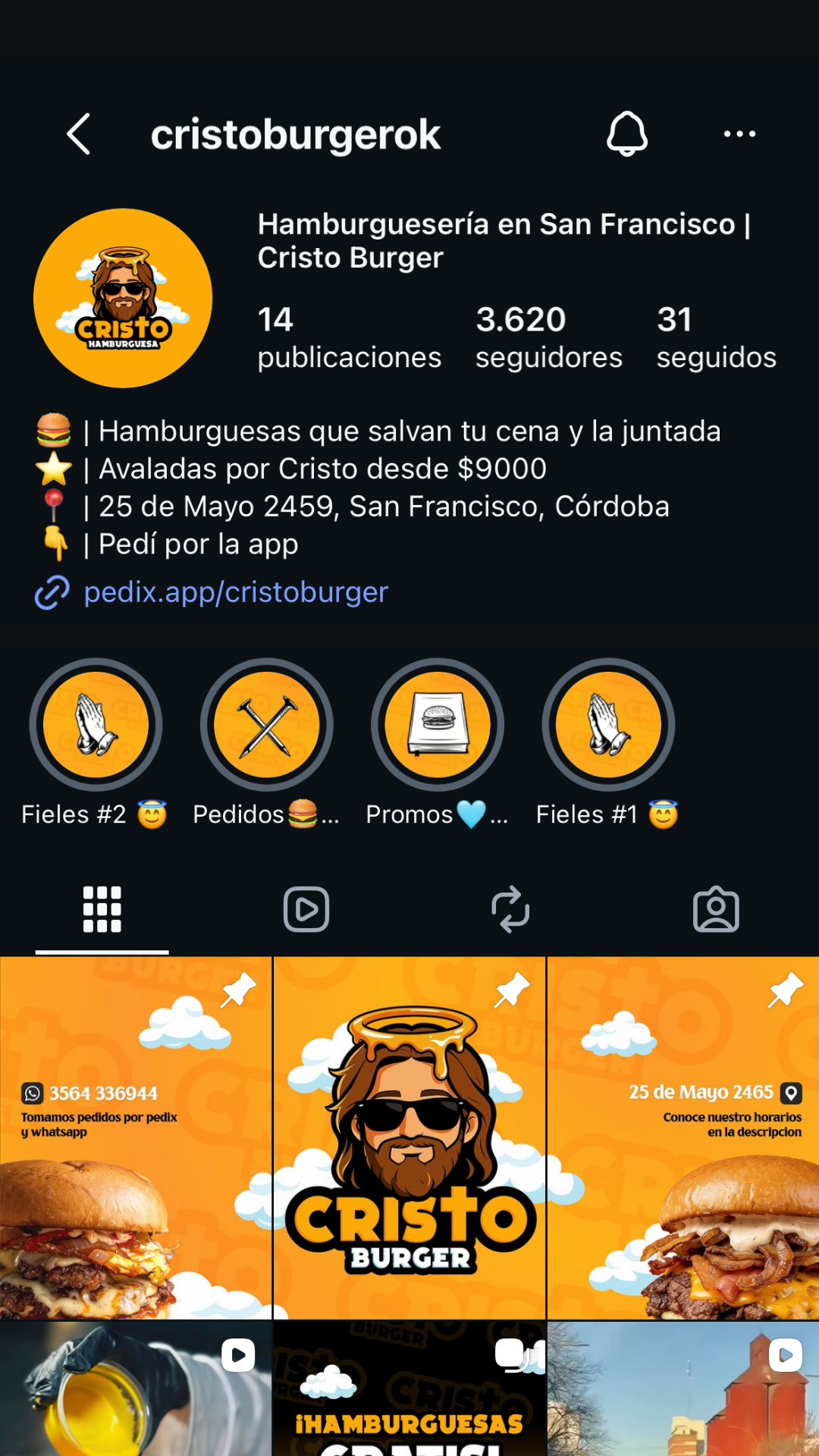 Feed de Instagram de Cristo Burger